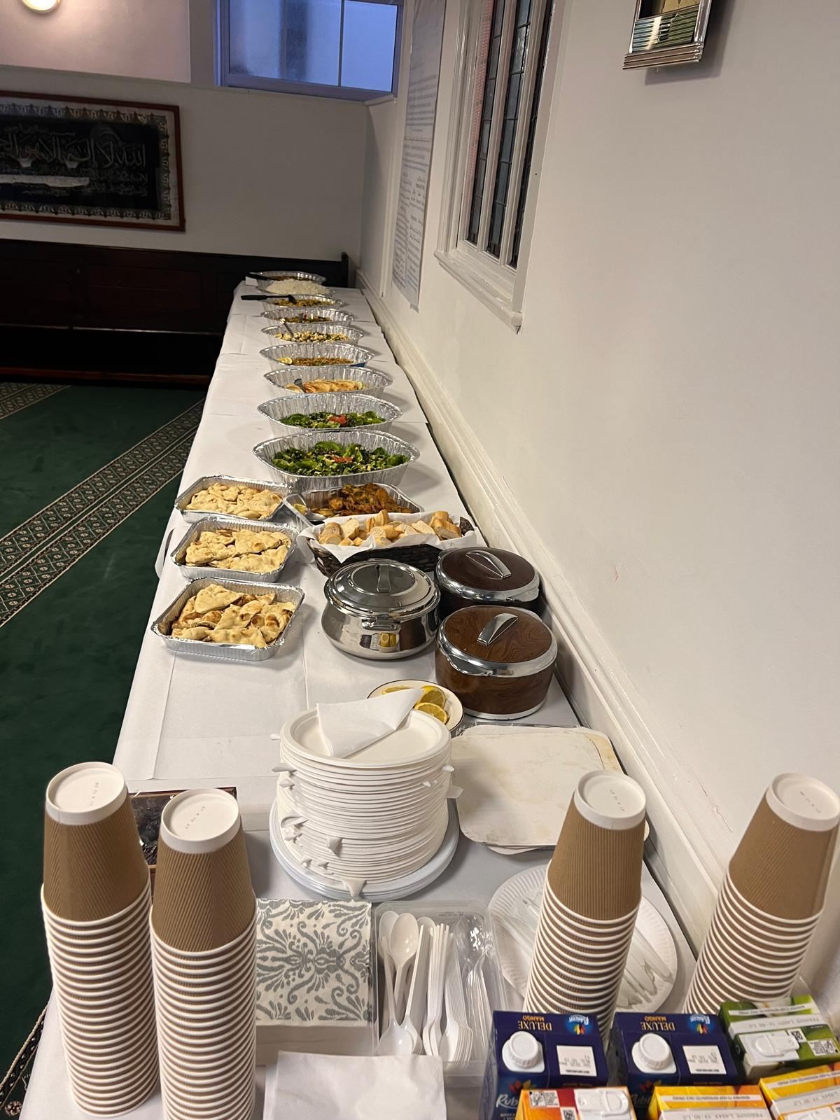 An iftar table laid out at Canolfan Iman Centre